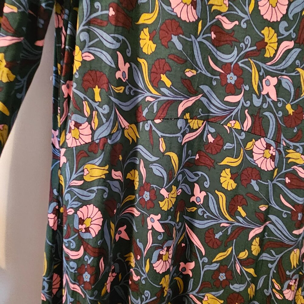 NWT Boden Crew Neck Jersey Midi Dress Green Floral  Size 8R - Picture 4 of 12